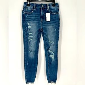 TRICOT Stretch Dark Denim Mid Rise Ankle Skinny Distressed Women’s Jeans 11 x 30